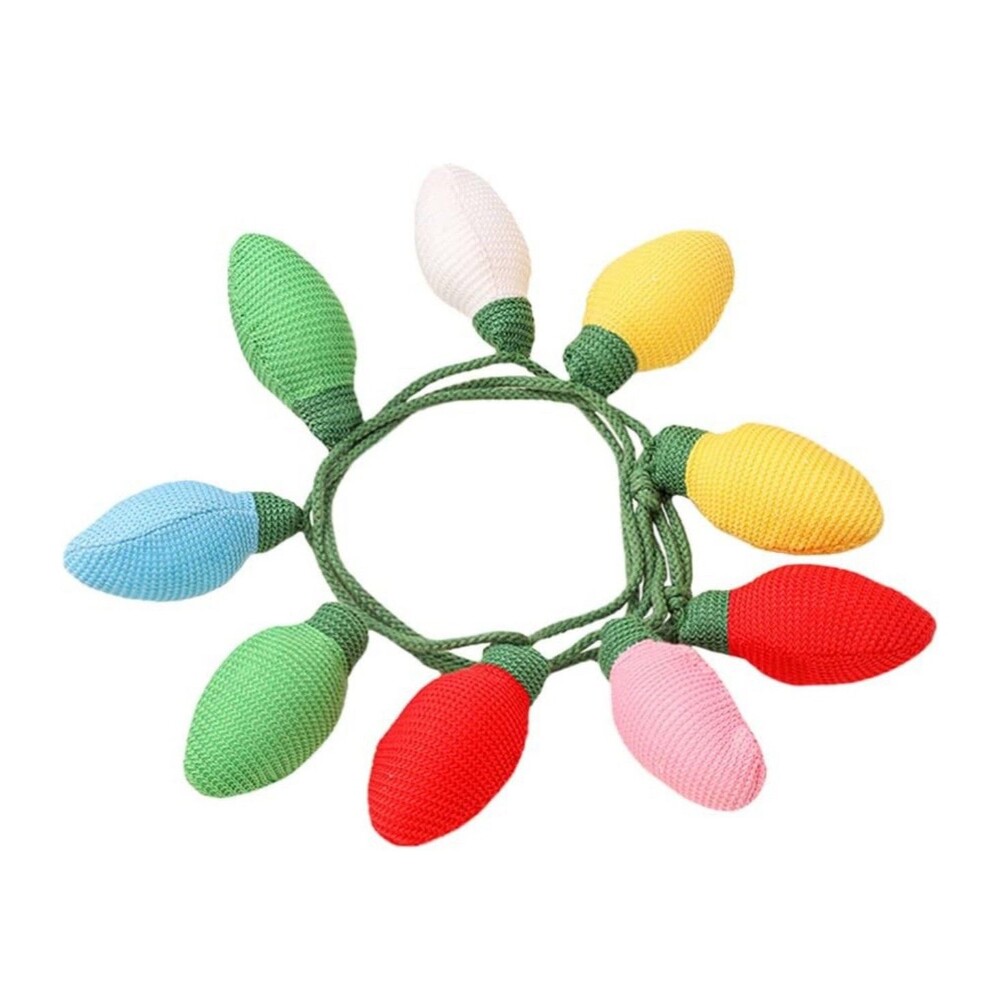 Christmas Knit Bulb Garland Lot 2 Knitted Bulbs Colorful